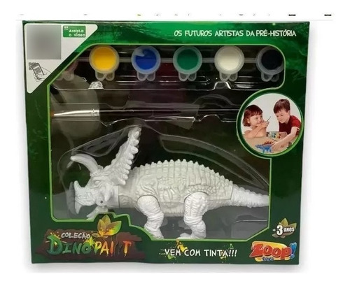 Boneco Dinossauro Para Colorir Dino Paint Com Pincel E Tinta