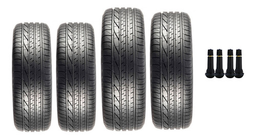 Kit 4 Pneu 185/60/15 Remold Com Borracha Vipal + 4 Bico