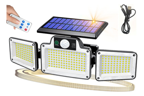 Lámpara Led Solar Luminaria Suburbana Alumbrado Publico Con Sensor Detector De Movimiento 280 Perlas Led Exterior Jardín Escaleras Pasillos Zaguán Portón Lámpara Ecológica Ip95 3 Modos Comerliv Negra