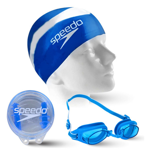 Kit Para Natação Óculos Touca Protetor De Ouvido Speedo Swim