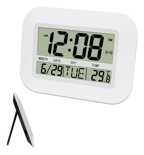 Reloj De Pared Digital Con Fecha, Temperatura Y Pantalla Gra
