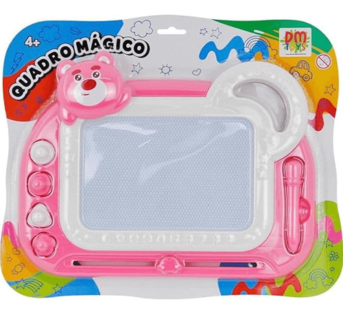 Brinquedo Lousa Mágica Urso Rosa Com Caneta 30cm Dm Toys