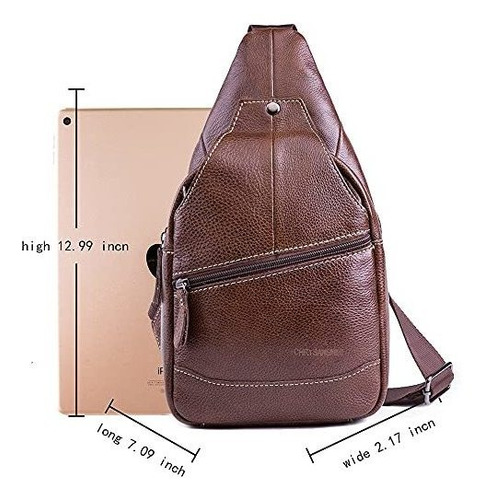 Imagen 4 de 7 de Mochila De Hombro De Cuero Genuino Bandolera Unisex Al Aire