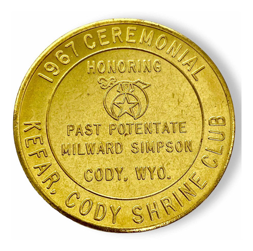 Medalla Masónica 60 Años Templo Kalif En Cody Wyoming 1967