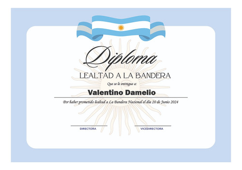 Diploma Promesa A La Bandera Souvenir X 20