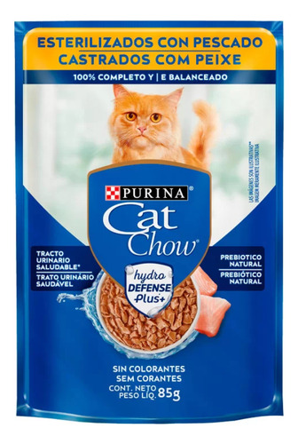Cat Chow Sachê Para Gatos Adultos Castrados Sabor Peixe 85 G
