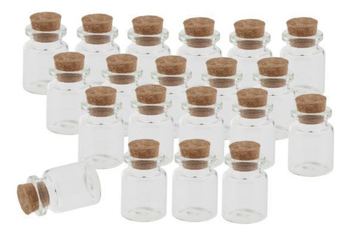 3 Set De 20 Frascos De Vidrio Con Tapones Naturales 3 Piezas