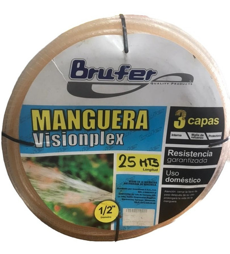  Manguera Visionplex Transp 1/2  X 25mts, Brufer 