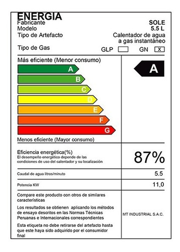 Terma A Gas Sole Solegasn05v2c 5.5 Lt