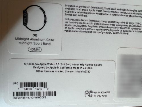 Apple Watch Se 2da Generación Blanco Sport Negro Negro (Usado)