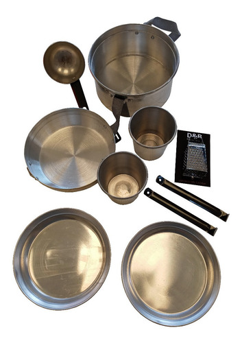 Marmita De Aluminio Combo P/ 2 Personas 10 Piezas + Mini Anf