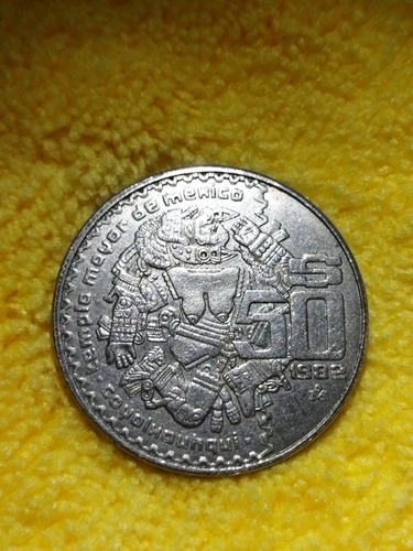 Moneda De 50 Pesos Diosa Azteca Año 1982.  