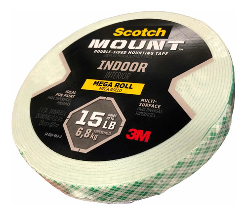 Cinta Doble Cara Interiores 3m Scotch Mount 19mm X 8.89m