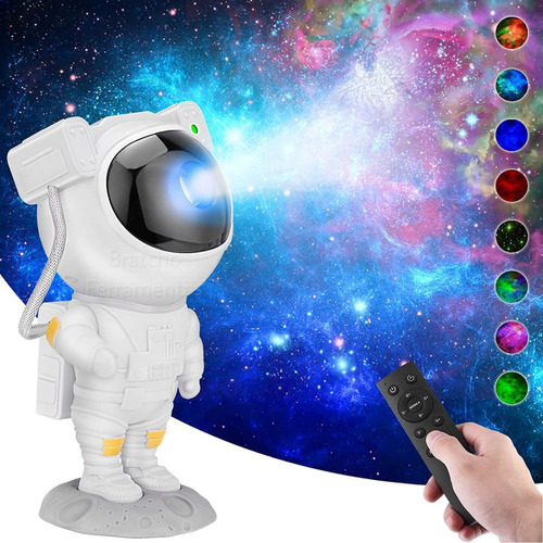 Mini Astronauta Luz Led Noturna Galáxia Nebulosa Estrelado Cor da estrutura Branco