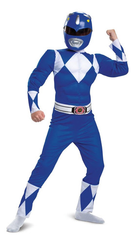 Disfraz De Power Ranger Azul, Mono Y Máscara Con Acolchado