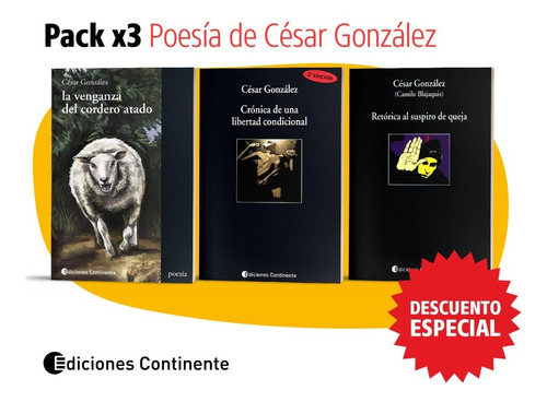 Pack 3 Libros Poesía De César González - Oferta 20% Desc.