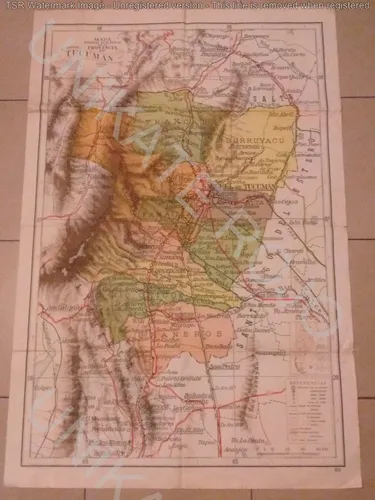 Muy Antiguo Mapa Provincia Tucumán Año 1958 Lámina Póster !! (Usado)
