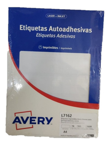 Etiqueta Avery A4 L7162  99,10x34,10  X100 Hojas