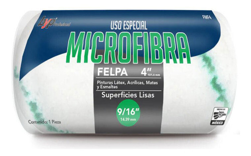 Felpa Microfibra Para Rodillo Superficie Lisa 4x3/8 PuLG 4pz