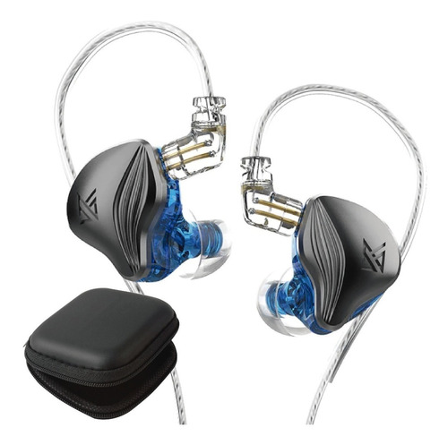 Imagen 1 de 7 de Kz Zex Audifonos Con Micro + Estuche In Ear Azul Grafito