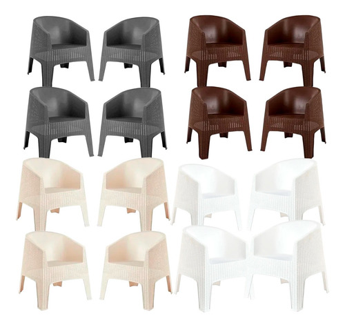 Set 4 Sillones Jardín Exterior Ibiza Ratán - Mundo Trabajo