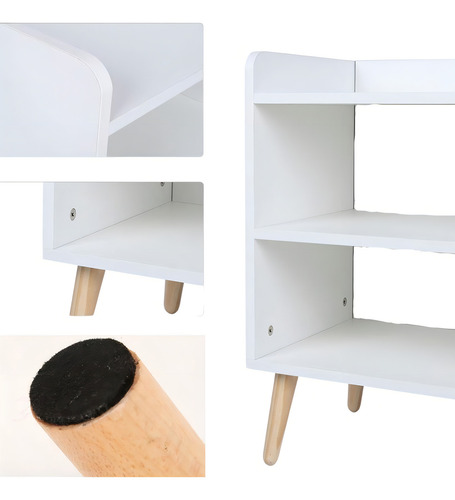 Mesa de cabeceira de 2 camadas 37* 30* 48 cm com acabamento em melamina branca