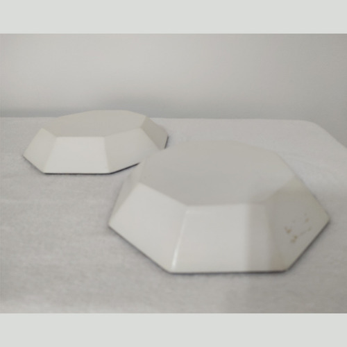 Set 2 Platos Pintados A Mano Artesanales Decorativos Blanco Byn