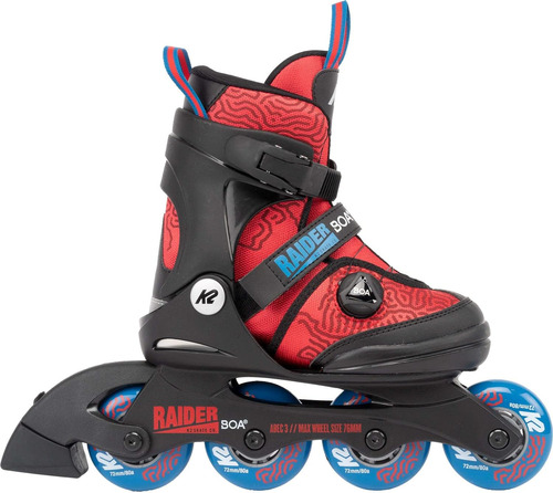 Raider Boa Red Boys Adjustable Inline Skates