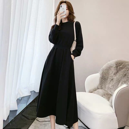 Vestido De Sudadera De Manga Larga Con Cintura Ajustada En A