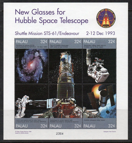 Palau 4 Bloc X 9 Sellos Espacio = Telescopio Hubble Año 1998