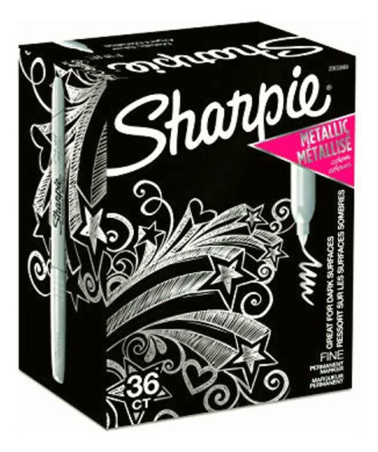 Sharpie Marcadores Permanentes Metálicos, Punta Fina, Plata