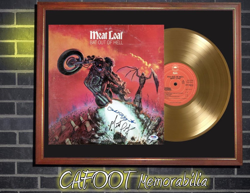 Meat Loaf Bat Out Of Hell Tapa Lp Firmada Y Disco Oro Marco