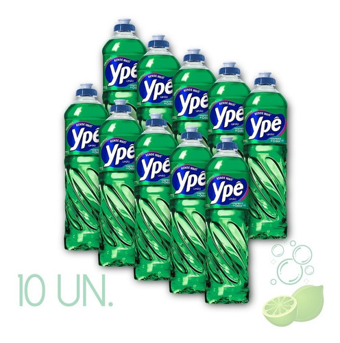 Kit 10 Detergentes Lava Louças Ypê Limão 500ml Antiodor