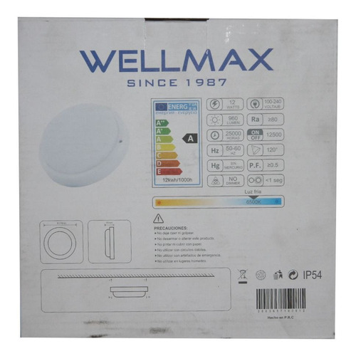 Imagen 4 de 8 de Lampara Led Vapoleta Redonda, 12w Ip54 6500k