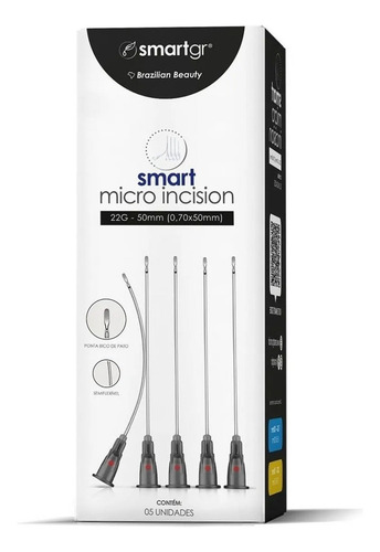 Cânula Smart Micro Incision 22g X 50mm Bico De Pato C/5 Un.