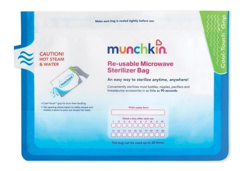 6 Bolsas Esterilizadoras Microondas Munchkin Reutilizable