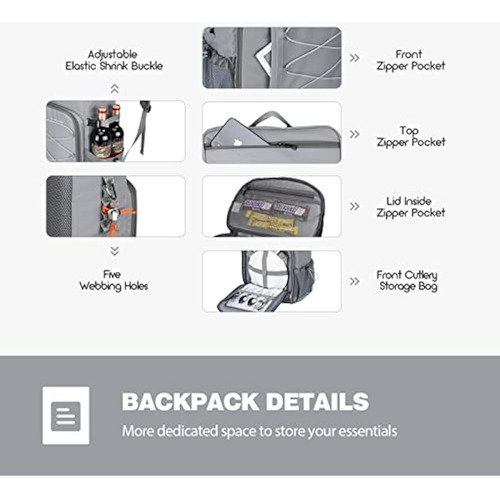 Mochila Hielera Capacidad 35 Latas Poliester Color Gris