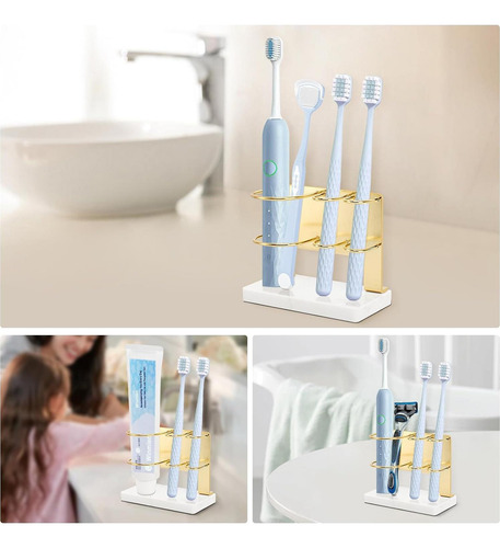 Soporte Para Cepillos De Dientes Winmien Oro Con Base De