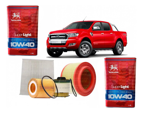 Kit Filtros Ford Ranger 3.2 12 - 22 + Aceite 10w40