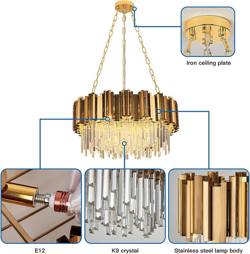 Wabon Moderna Lámpara Colgante De Cristal K9, Lámpara De Ara