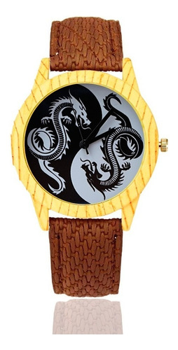 Reloj Yin Yang Dragón Tono Madera Dayoshop