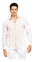Comprar Camisas Hombre Tipo Lino De Rayas Casual Manga Larga Vestir