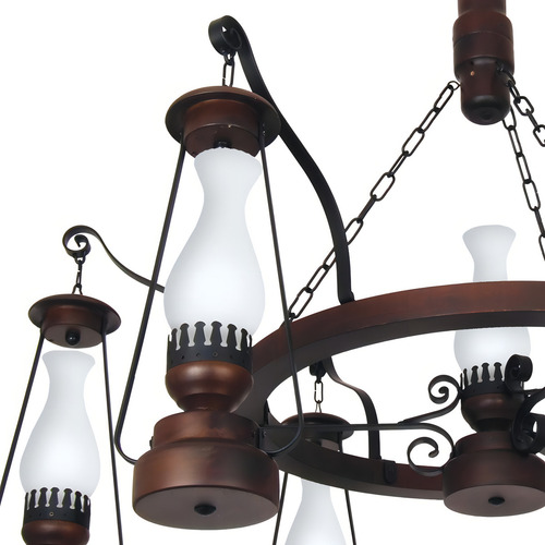 Lustre Lampião Envelhecido 7 Lâmpadas Luminárias Muller 887e Cor Marrom 127/220V
