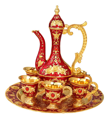 Juego De Té Juego De Tazas De Té Decoración Oro Y Rojo