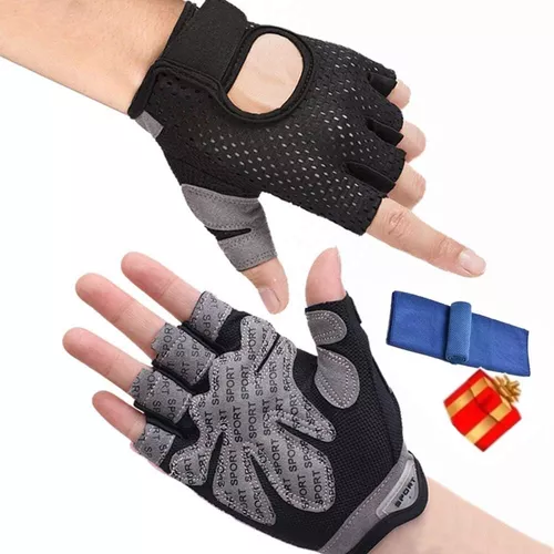 Guantes Gym Tacticos Pesas Crossfit Gimnasio Mujer Hombre Gris S