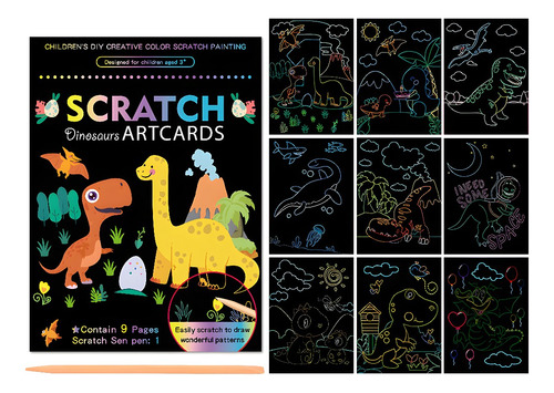 Libro Block Papel Esgrafiado Scratch Para Colorear Niños