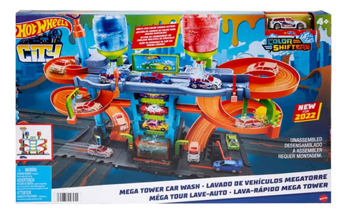 Pista Carros Autolavado Hot Wheels Mega Torre Color Shifters