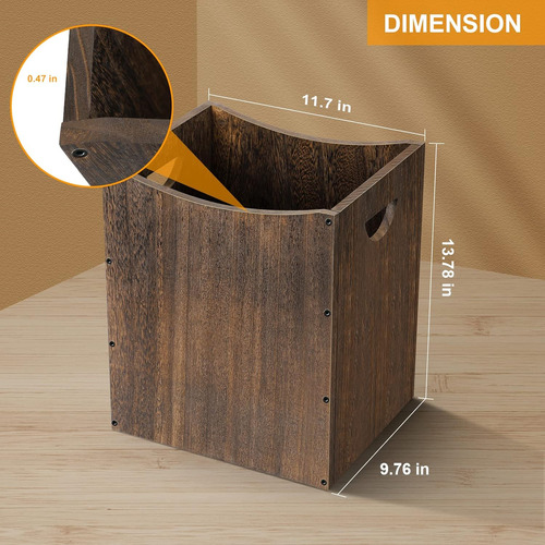 Basurero Rectangular De Madera 5.3 Galones Con Asas