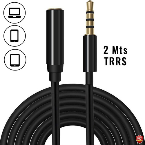 Cable Extension Auxiliar Audio 2mtr Jack 3,5 Mm Estereo Trrs