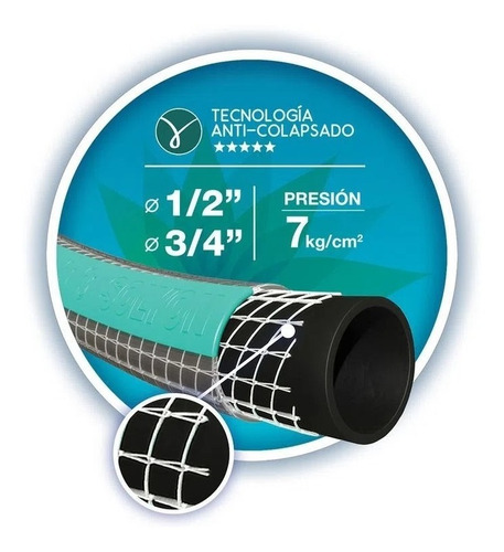 Imagen 7 de 9 de Manguera Anti-colapso 1/2x25 Mts No Se Estrangula Soly Tac